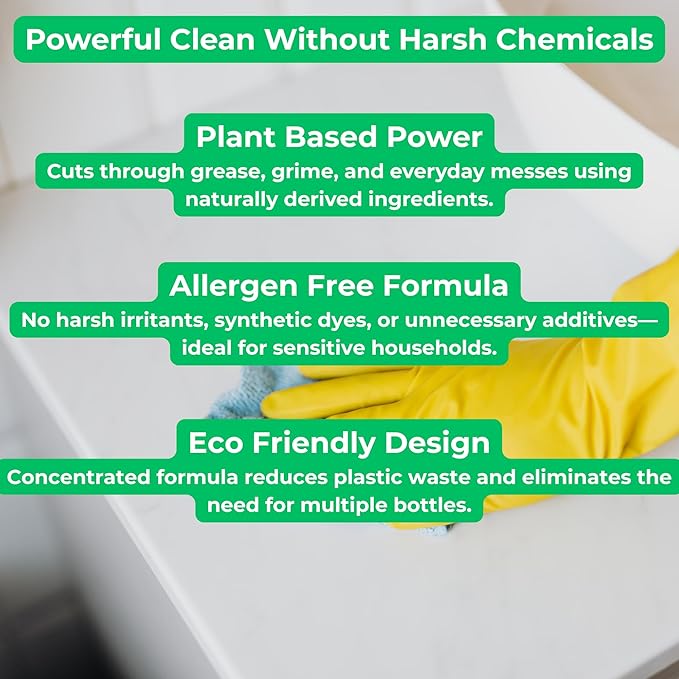 Plant-Based All Purpose Cleaner Concentrate (8 oz) – Allergen-Free, Non-Toxic, Multi-Surface Cleaning Solution – Eco-Friendly, Streak-Free, Makes Up to 6 Bottles