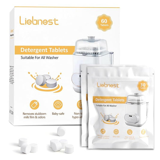 60 Count Bottle Washer Tablets for Baby Bottle Washer, Detergent Tablets Compatible with Momcozy, Baby Brezza, Grownsy Bottle Washers, Safe & Residue Milk Free
