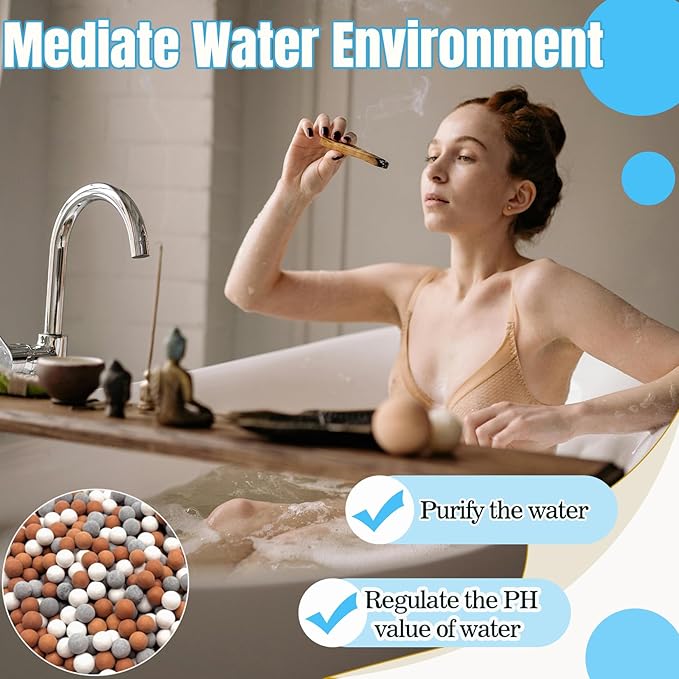 Shower Head Beads Refills, 200g Mineral Replacement for Hard Water - Ionic Filter Balls, Water Softener for Skin & Hair Care, Compatible Beaded Filter Unit (Orange, Gray, White)