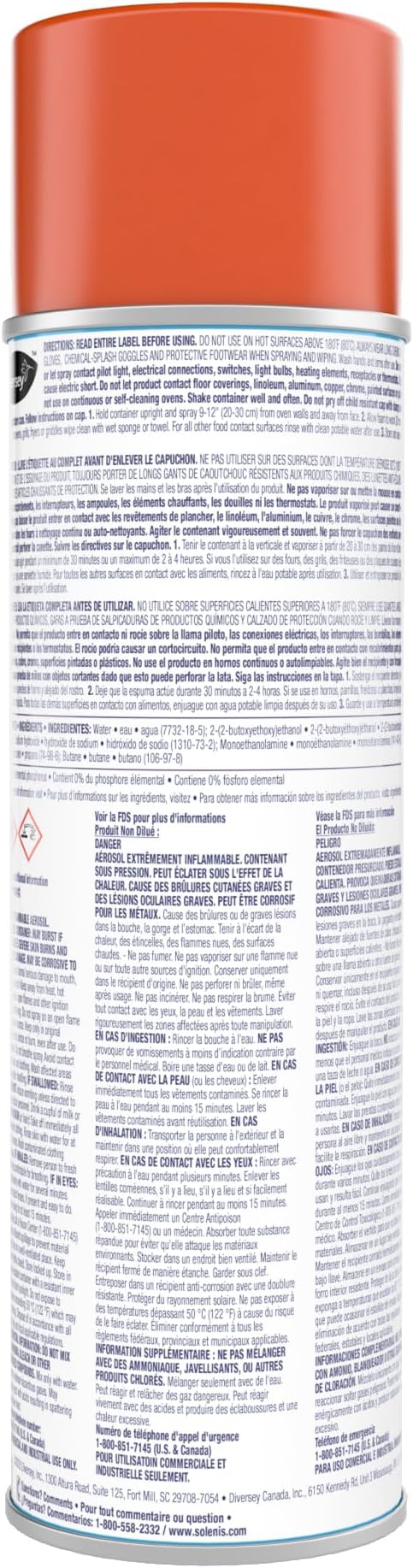 Diversey Break-Up Professional Oven & Grill Cleaner, Heavy Duty Grease Remover for Grill Grates, Ovens, Flat Tops & Vent Hoods, 19 oz Aerosol Spray, Pack of 6