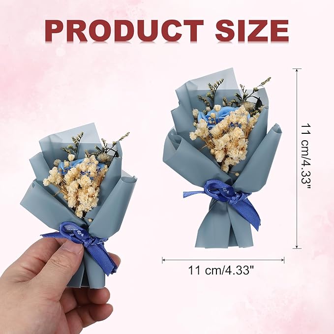 uxcell Sky Blue Small Bouquet Car Air Freshener Vent Clips, Mini Decorative Rose Bouquet with Fragrance Diffuser for Women, Automotive Air Freshener Decoration, Style 4