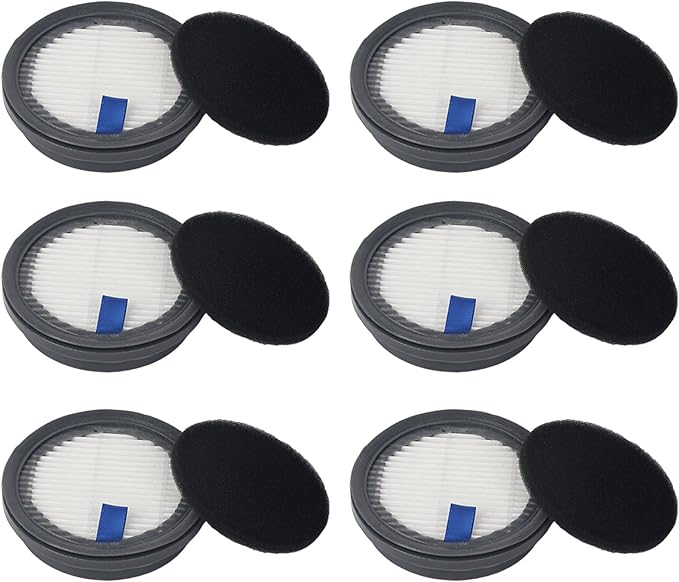 HEPA Filters & Sponge Filters Fit for Afoddon A200Pro/A200, ORFELD B08/C10A/C10G, NEQUARE S12, S25, S25Pro, S26 Series Cordless Vacuum Cleaner (6 Pack HEPA Filters & 6 Packs Sponge Filters)