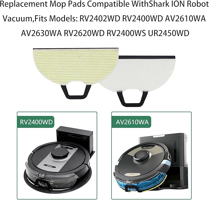 Replacement Pads for Shark RV2402WD RV2400WD RV2400WS UR2450WD Matrix 2-in-1 Robot Vacuum (6 Pack)