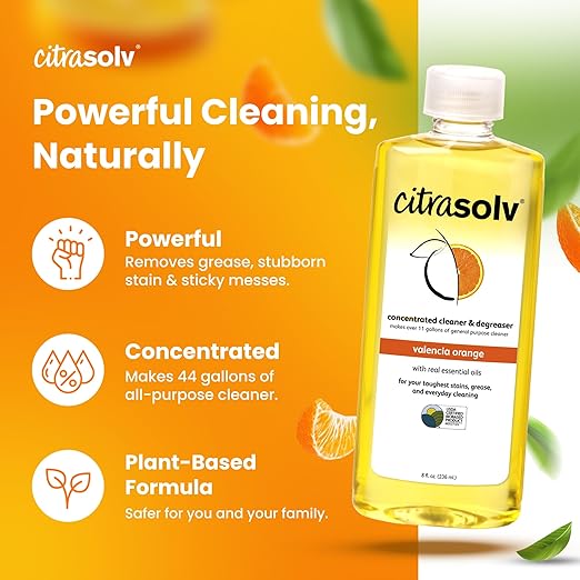 Citra Solv - Concentrated Household Cleaner & Degreaser - Valencia Orange Scent - 32 Fl Oz, Natural Ingredients, Non-Toxic, Biodegradable, Made in USA