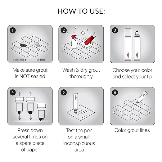 X-Protector Water Based Grout Marker - 2 PCS with 8 Tips, Light Gray
