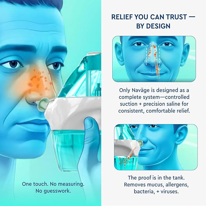 Navage® Multi-User Bundle - Navage Irrigation System - Saline Nasal Rinse Kit with 1 Nose Cleaner, 30 Salt Pods, and Extra Nasal Dock and Pair of Nose Pillows