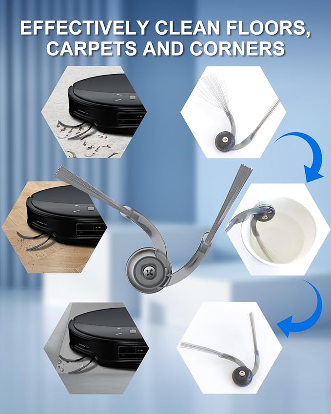 29PCS SAROS 10R Accessories Sets for Roborock SAROS 10R/Qrevo CurvX/Qrevo Curv 2 Pro Robot Vacuum, Qrevo CurvX Replacements Kits: 2 Roller Brushes, 8 Mop Pads, 4 Filters, 6 Dust Bags, 6 Side Brushes