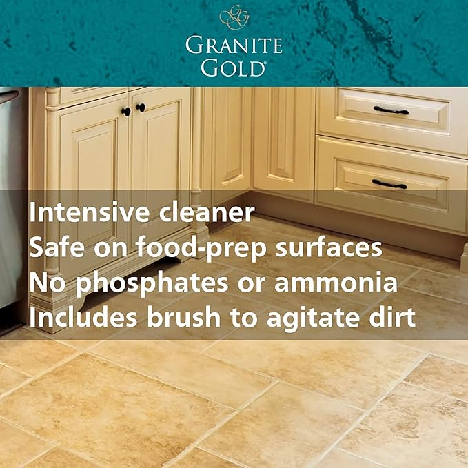 Granite Gold Grout Cleaner Spray with Brush for Stone, Ceramic, Glass & Colored Grout, 24 Ounce