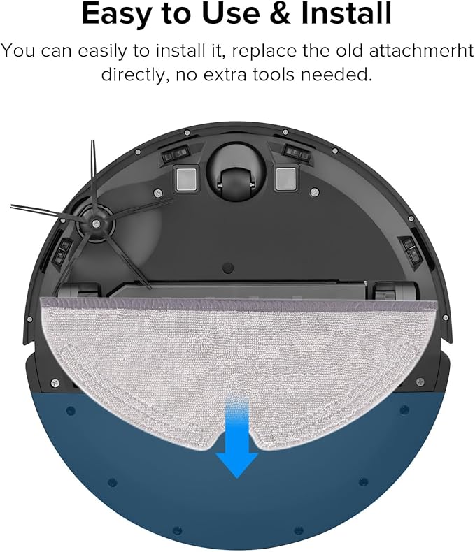 roborock 2 Pack Microfiber Mop Cloths for Q 5, Q5 Pro, Q5 Pro+, Q7, Q7Max, Q8Max, Q8Max+, E Series, S5, S5 Max, S 6, S6 Pure, S6 MaxV Robot Vacuum Cleaner, Mop Pad Replacement Accessories