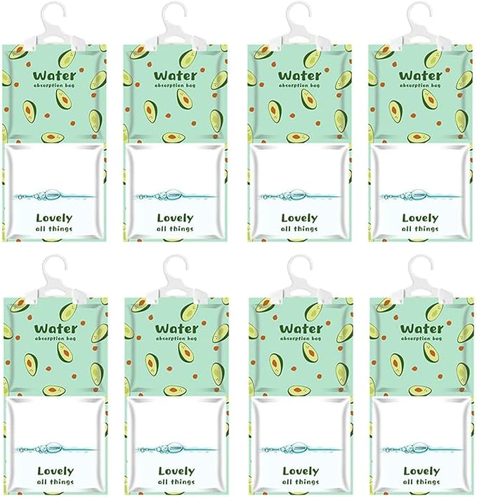 Moisture Absorbers Packets, 8 Pack - Eliminates Musty Odors for Fresher, Cleaner Air, Humidity Packs, Dessicant Packets, Hanging Closet Dehumidifier Bags（pawpaw）