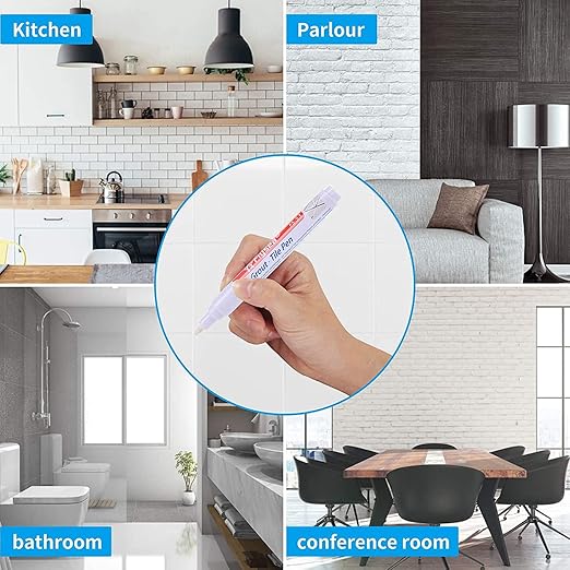 10 Pieces Tile Pen Wall Grout Color Pen Tile Repair Pen Refill Wall Gap Grout Renew Marker for Tiles Floor Kitchen Bathroom(White)