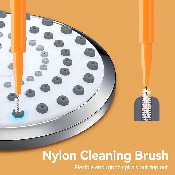 50PCS Shower Head Cleaning Brush, Shower Head Cleaner Tool for Showerhead Small Hole Nozzle, Anti-Clogging Multifunctional Crevice Cleaning Brush with Protective Cover & Storage Boxes(Orange, White)
