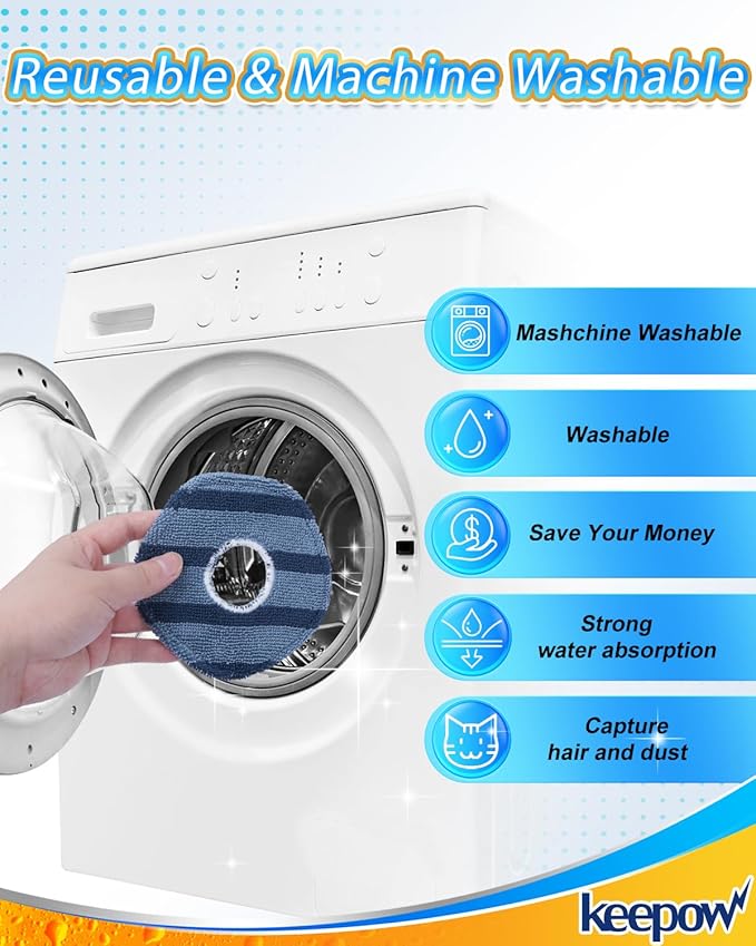 KEEPOW Vacuum Mop Replacement Pads Compatible with Eufy X10 Pro Omni / X9 Pro Robot Vacuum Cleaner, Washable and Reusable Soft Mopping Pad Parts Accessories, 8 Pack