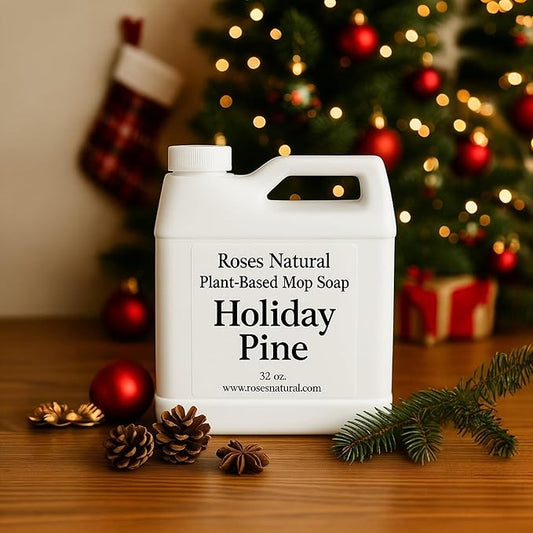 Plant-Based Floor Cleaner Mop Soap – 32 oz | Streak-Free, Highly Scented, Concentrated Mop Solution for Tile, Vinyl, Hardwood & Sealed Floors | Non-Toxic, Eco-Friendly (Holiday Pine)