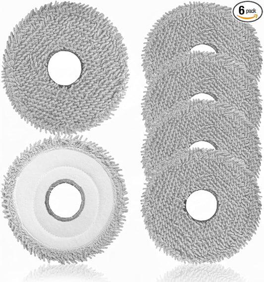 6-Pack Microfiber Mop Pads Compatible for Dreame L10s Ultra/ L10s Ultra Gen 2/ L10s Pro Ultra Heat/ L20 Ultra/ L40 Ultra Gen 2/ L40s Ultra CE/ L50 Ultra/ X40 Ultra / X50 Ultra/GoVac 508/400 Parts