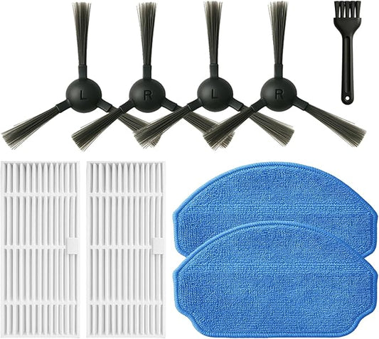 Replacement Parts for MAMNV BR150/BR151, for ZCWA BR150/BR151, for ONSON BR150/BR151, for MANVINS G20, for Kilgone G20 Robot Vacuum Mop Combo Accessories,4 Side Brush 2 HEPA Filters 2 Mop Pads