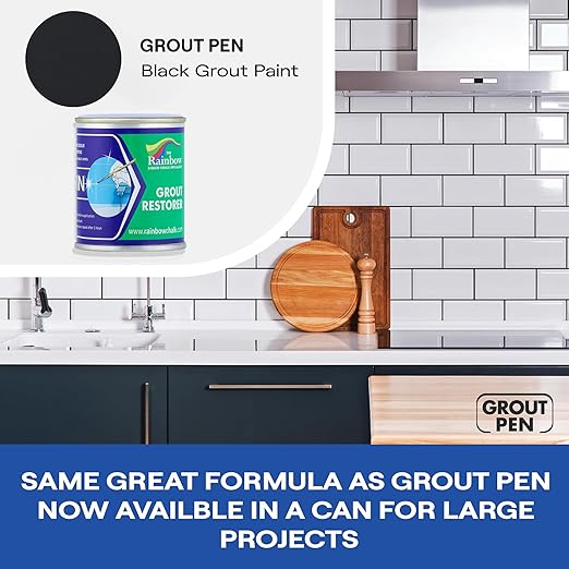Grout Pen Black Grout Paint: Waterproof Tile Paint Grout Refresh Restorer for Floor, Kitchen & Bathroom Shower Tiles - Black - Can Size for Larger Projects - 125ml (4.2oz)