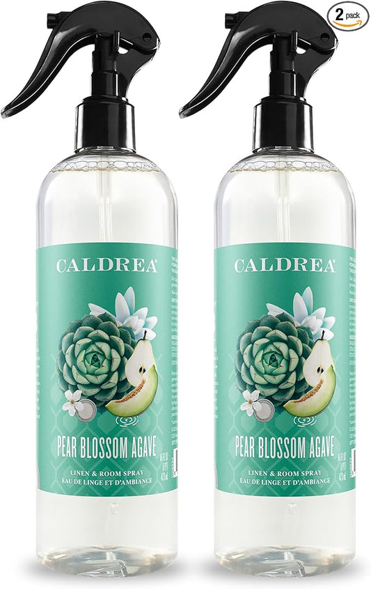 Caldrea Linen and Room Spray Air Freshener, Made with Essential Oils, Plant-Derived and Other Thoughtfully Chosen Ingredients, Pear Blossom Agave Scent, 16 oz, 2 Pack