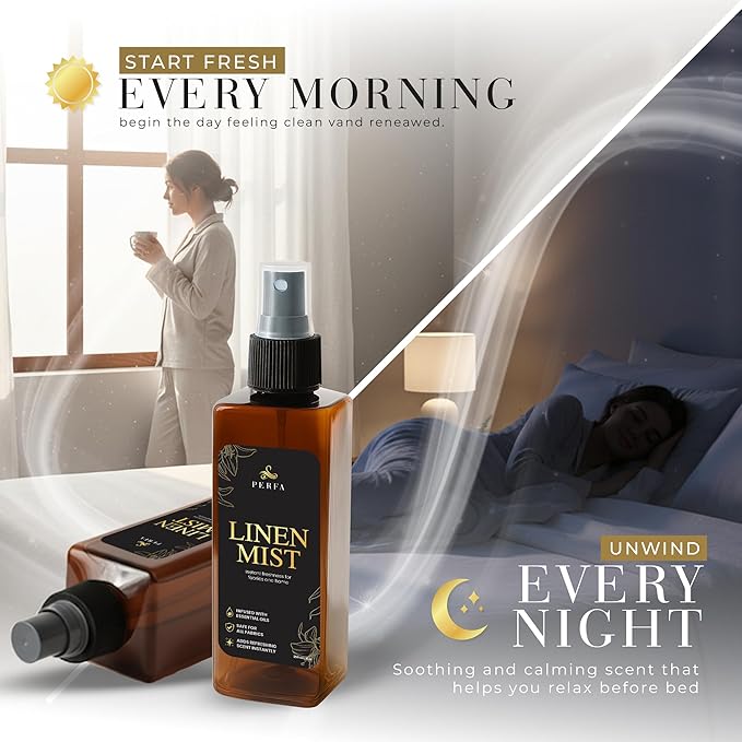 Aromatherapy Linen Spray | Refreshing Linen Spray for Pillows and Sheets | With Odor Neutralizing Formula | Naturally Formulated Fabric Spray for Clothes | Bed Spray for Hotel Use by Perfa