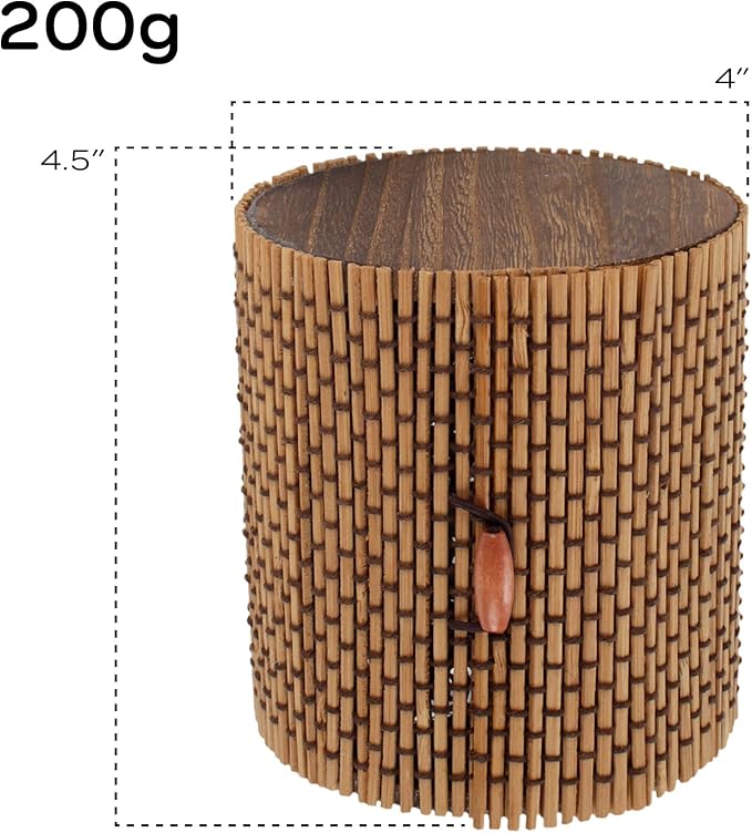 BambooMN Granulated Bamboo Charcoal Odor Absorber Bag in Decorative 4" Green and Brown Cylinder, 2 Sets