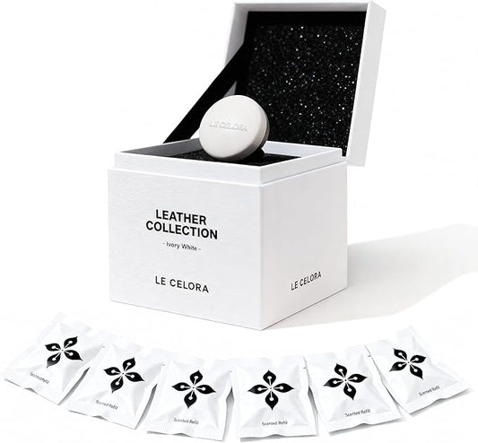 LECELORA Luxury Car Vent Air Freshener, Auto Leather Aroma Diffuser Waterless Car Fragrance, 6 Refillable Scents with 180 Days Free, Elegant Gift for All Holidays-Coco Nuage