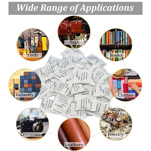 100PCS 5 Gram Premium Silica Gel Packets, Desiccant Packs for Storage, Moisture Absorbers, Humidity Dry Bags, Rechargeable Transparent Silicone Dessicants Dehumidifier for Electronics, Shoes, Jewelry