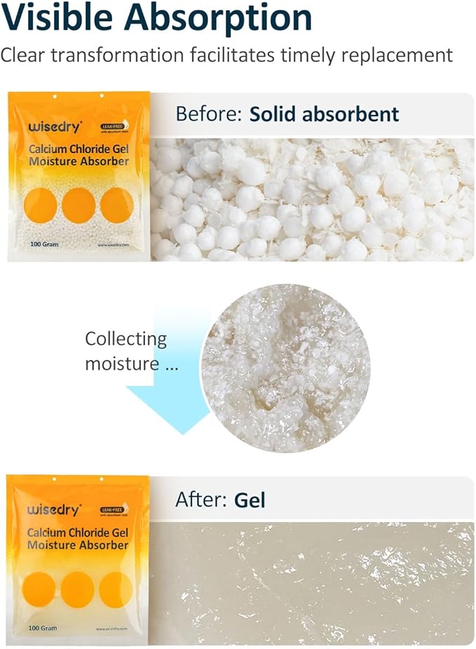 Wisedry Moisture Absorbers 100G (Pack of 10), 100% Leakproof Dehumidifier Bags, Fragrance-Free Disposable Humidity Absorbers for Closet, Basement, Home