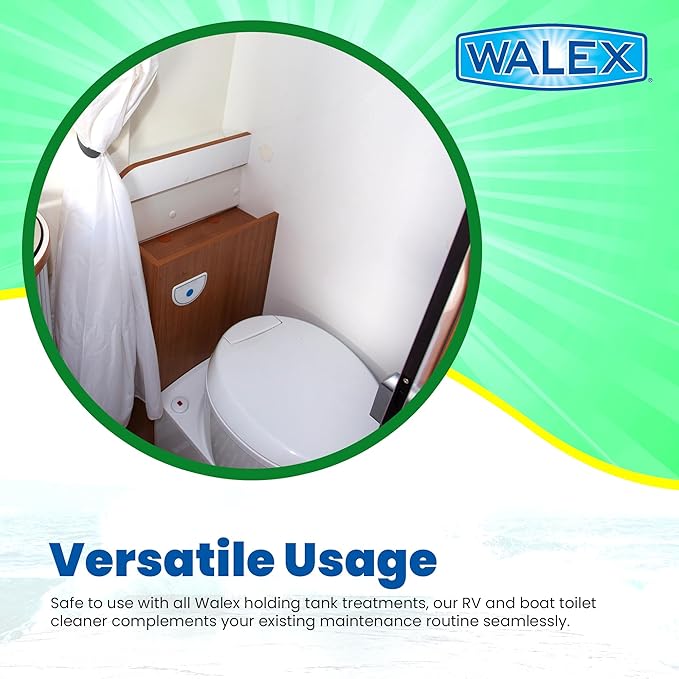 Walex Premium RV/Marine Toilet Bowl Cleaner - Naturally Derived Formula, Safe Plastic & Ceramic Toilets, Powerful Cleaning for Stains & Deposits, Septic Safe, Refreshing Lavender Fragrance, 32 oz