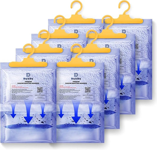 Dry & Dry Premium Moisture Absorbers for Home, Basement & Bedroom - Small Dehumidifiers - White (8 Pack)