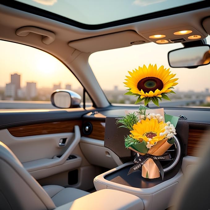 Fresh Flowers Mini Dried Flowers Bouquet for Car Air Vent Clips, Car Air Outlet Perfume Decoration, Air Fresheners Interior Accessories,Automotive Air Fresheners (yellow, Random fragrance)