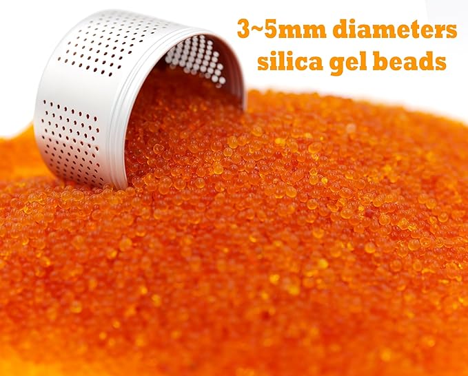 Gun Safe Dehumidifier 200g - Small Silica Gel Desiccant Canister, Moisture Absorber for Gun Cabinets & Safes, Protect 160 Cubic Feet, Silver, Aluminum Shell