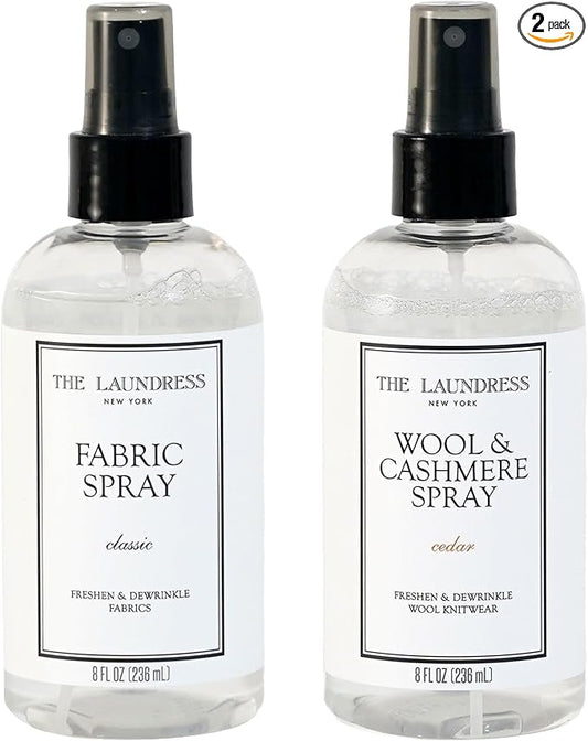 The Laundress Classic Fabric Spray, Clean Laundry Scent, 8 oz + The Laundress Wool and Cashmere Fabric Spray, Cedar Scent, 8 oz