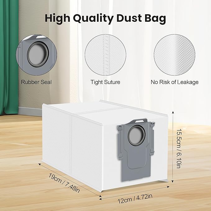 24 Pack Qrevo Dust Bags for Roborock QV 35A/Saros 10R/Qrevo S/Qrevo Pro/Qrevo Plus/Qrevo Master/Qrevo Slim/Qrevo Curv/Qrevo Edge/S8 MaxV Ultra Robot Vacuum, 3L Large Capacity Replacement Dust Bag