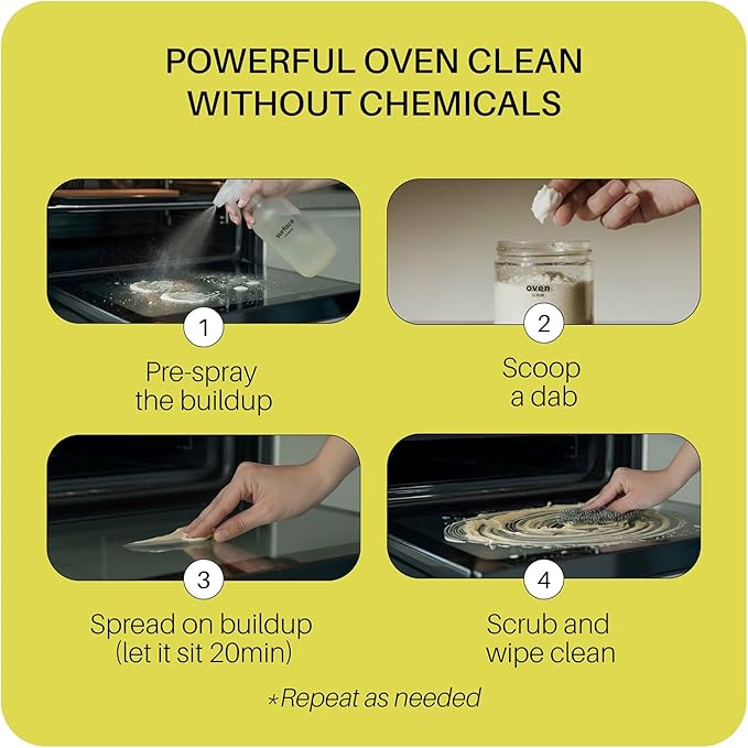 Everneat Oven Cleaning Kit: Natural Oven Cleaner and Kitchen Cleaner | Heavy Duty | Grill, Cooktop & Rack | Fume-free & Safe to Clean All Ovens (Purify) | Non-toxic | Refillable Plastic Jar & Bottle