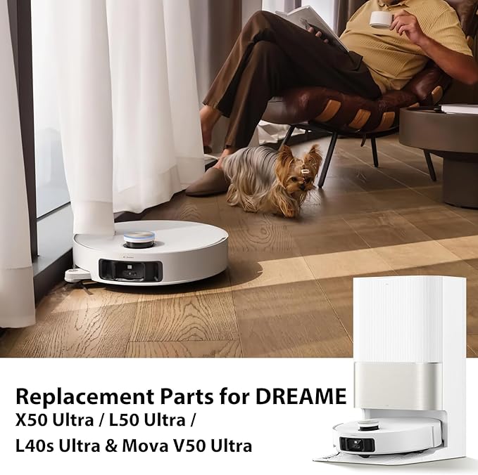 Replacement Kit for Dreame X50 Ultra Complete/L50 Ultra/Matrix10 Ultra/Mova V50 Ultra Robot Vacuum Cleaner,2 Main Brushes,4 Filters,6 Mop Pads&Side Brushes&Dust Bags&Scented Tablets