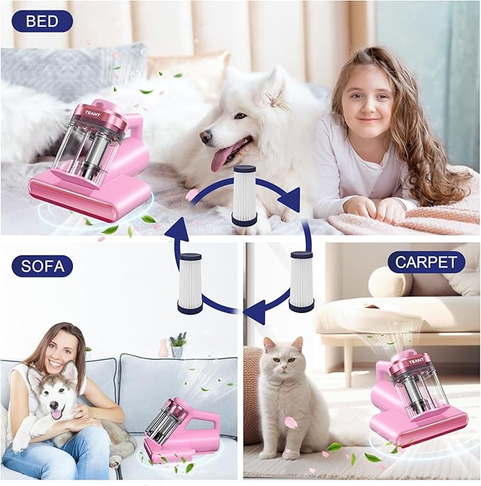 2 Pcs HEPA Filter, Replacement HEPA Filter for Teant Blue Pink Gray Upgrade and Cordless Mattress Vacuum