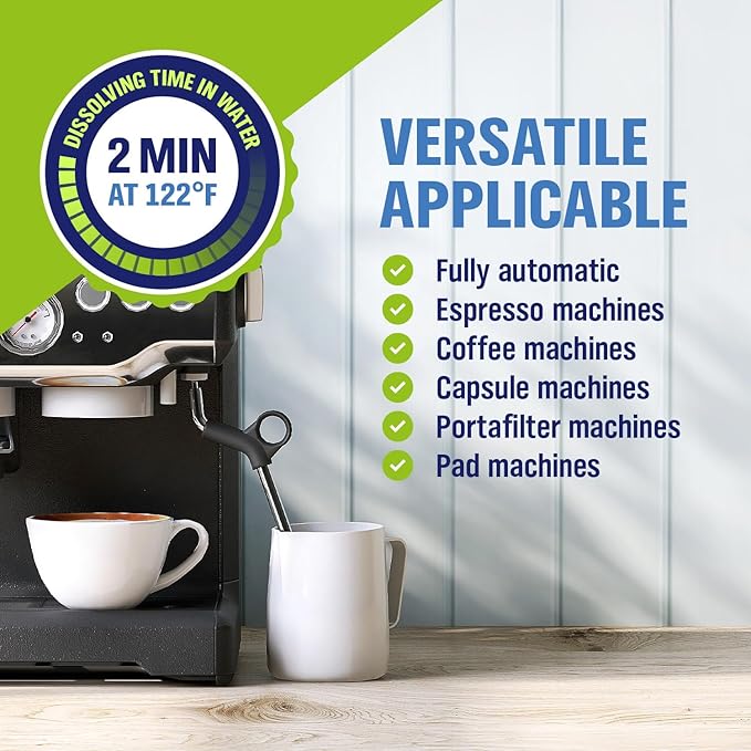 WoldoClean Coffee Machine Cleaner & Descaler Tablets (15 Count) - Universal Descaling Tabs Compatible with Nespresso, Keurig, Ninja, Breville & Drip Coffee Makers, Removes Limescale & Mineral Buildup