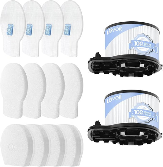 Levoit AERO Vacuum Cleaner Replacement Filter Set, 4 Pre-Motor Filters, 2 HEPA Filters, 4 Station Filters, White