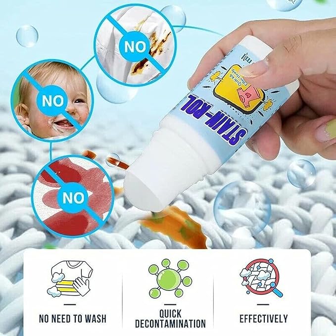 Emergency Stain Removing Pens - Portable Stain Remover,Stain Remover Pen for Clothes and Fabric,to Go Instant Stain Removal Stick, 50ml,Roll Bead Design (2pcs)