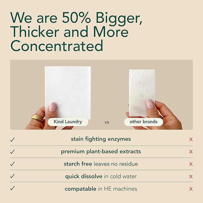 Kind Laundry Detergent Sheets Stain-Fighting Enzymes - Plant Powered Eco-Friendly Laundry Soap Sheets - Home or Travel Laundry Detergent - Ocean Breeze, 60 Loads (Mom's Choice Award Winner)