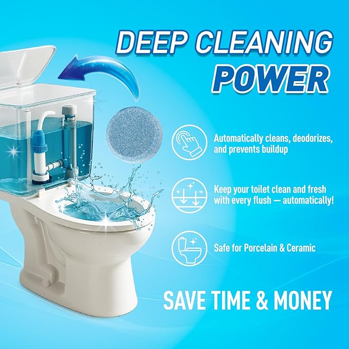 Toilet Bowl Cleaner Tablets 40 Pack, Long-Lasting Drop-in Tank Tablets with Sustained-Release Technology, Fight Tough Stains & Odors, Household & Commercial Use, Compatible with Most Toilets-Professon