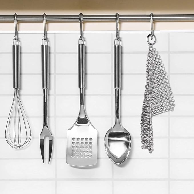 Scrubber Chainmail - Cleaner for Cast Iron Stainless Steel Anodized Cookware Scraper Cleaning Dutch Ovens Scourer for All Types of Skillet Griddles Cast Iron Pans Pots Grills & Dutch Ovens By Krisp