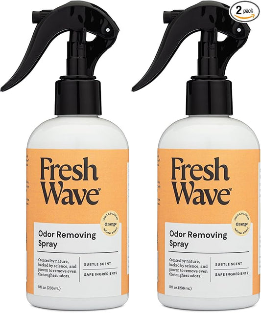 Fresh Wave Orange Scent Odor Removing Spray, 8 fl. oz. | Pack of 2 | Odor Absorber for Home, Furniture, Fabrics & Trash | Safer Odor Relief