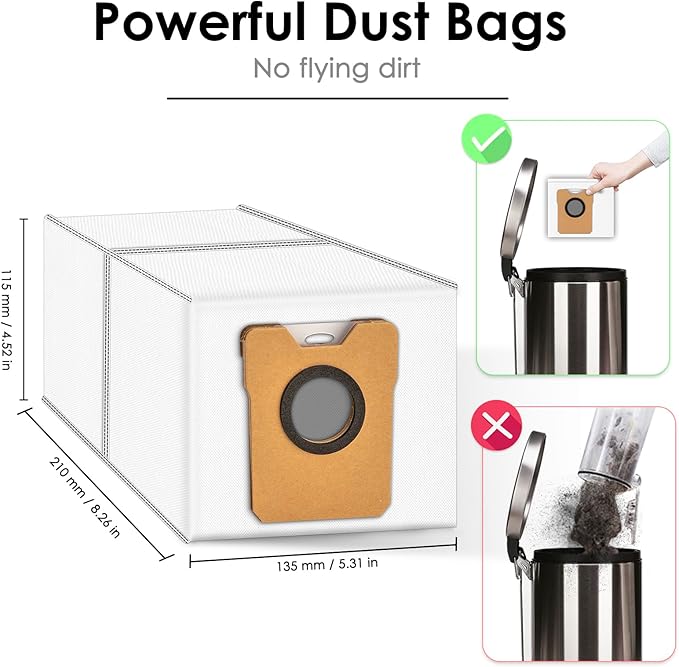 (6 Pack) Omni C20 C10 Replacement Dust Bags Compatible With Eufy Robot Vacuum Omni C20 C10 Robot Vacuum Self-Empty Station, Disposable Vacuum Bag Accessories, Canister Bags, Filter Bags