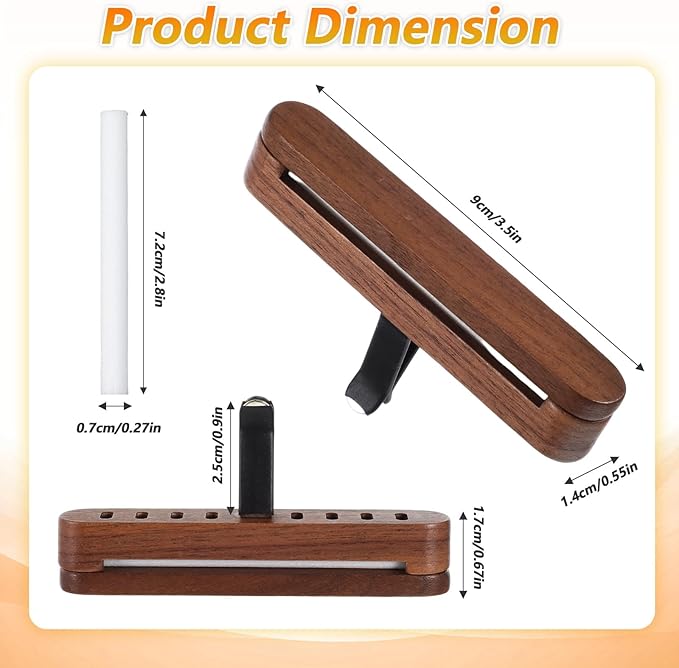 2Pcs Wood Car Air Freshener Perfume Vent Clip Car Perfume Diffuser with 8 Essential Oil Sticks Interior Car Vent Diffuser Clips For Cars Office Kitchen Bathroom Accessories