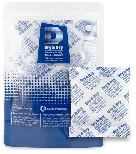 Dry & Dry 100 Gram [2 Packets] Silica Gel Packets Desiccants, Silica Packets - Rechargeable Moisture Absorbers for Food Storage, Electronics, 3D Filament & Safes