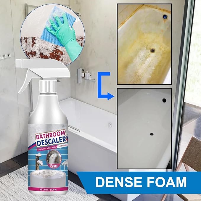 Bathroom Descaler Cleaner, Powerful Stubborn Stains Cleaner, All-Purpose Bathroom Descaler Foam Spray for Bathroom Toilet Bath Shower Glass Cleaner (1, 3pc)