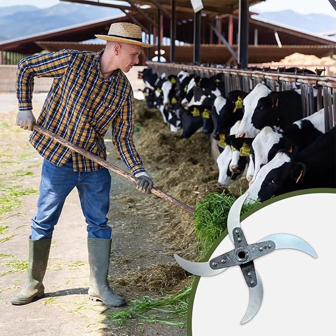 Household Farming Grass Shredder Knife Blades Kit - 10mm Hole & 4 Stainless Steel Blades, Adjustable Replacement Cutter for Livestock Feed (Pigs/Chickens) & Composting Vegetable Waste (6-blades)