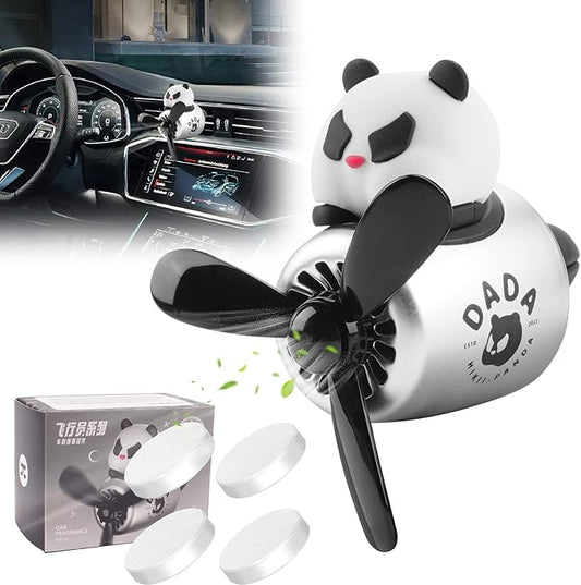 Car Air Freshener Cute Cartoon Panda Bear Pilot Car Diffuser Rotating Propeller Automotive Air Outlet Fan Creative Car Perfume Decoration Cool Car Accessories