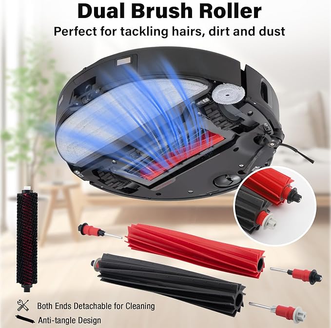 Accessories Kit for roborock S8 MaxV Ultra Robot Vacuum, 2 Main Brushes, 6 Dust Bags, 4 Mop Cloths, 4 Edge Mop Cloths, 4 Filters, 6 Side Brushes, 1 Self-Main Brush, 1 Cleaning Brush, 1 Screwdriver
